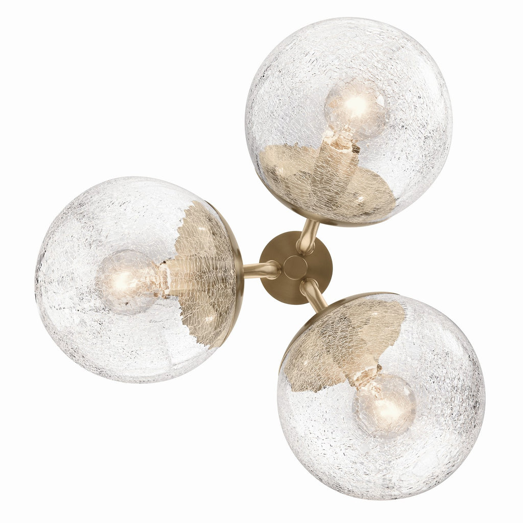 KICHLER 52700CPZ Silvarious 16.5 Inch 3 Light Convertible Pendant With Clear Crackled Glass In Champagne Bronze