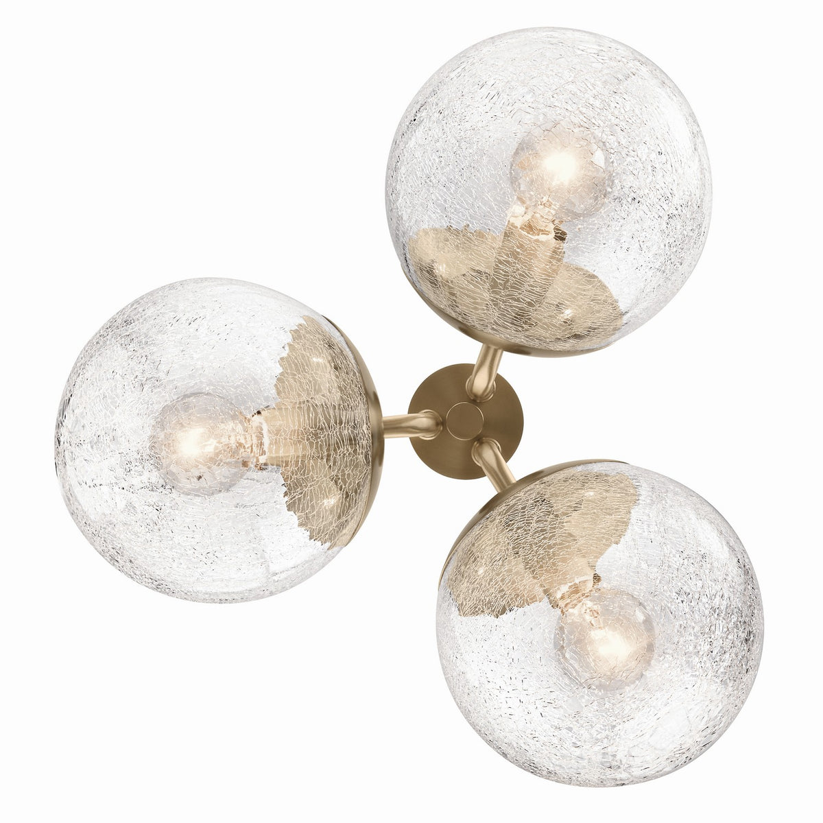 KICHLER 52700CPZ Silvarious 16.5 Inch 3 Light Convertible Pendant With Clear Crackled Glass In Champagne Bronze