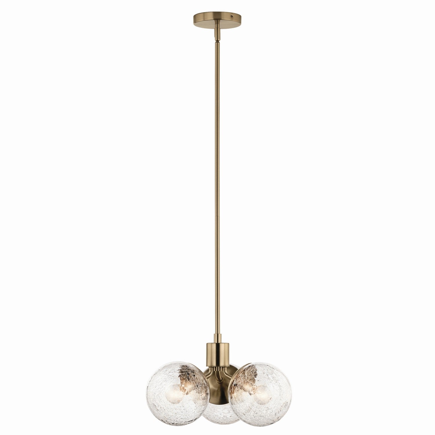 KICHLER 52700CPZ Silvarious 16.5 Inch 3 Light Convertible Pendant With Clear Crackled Glass In Champagne Bronze