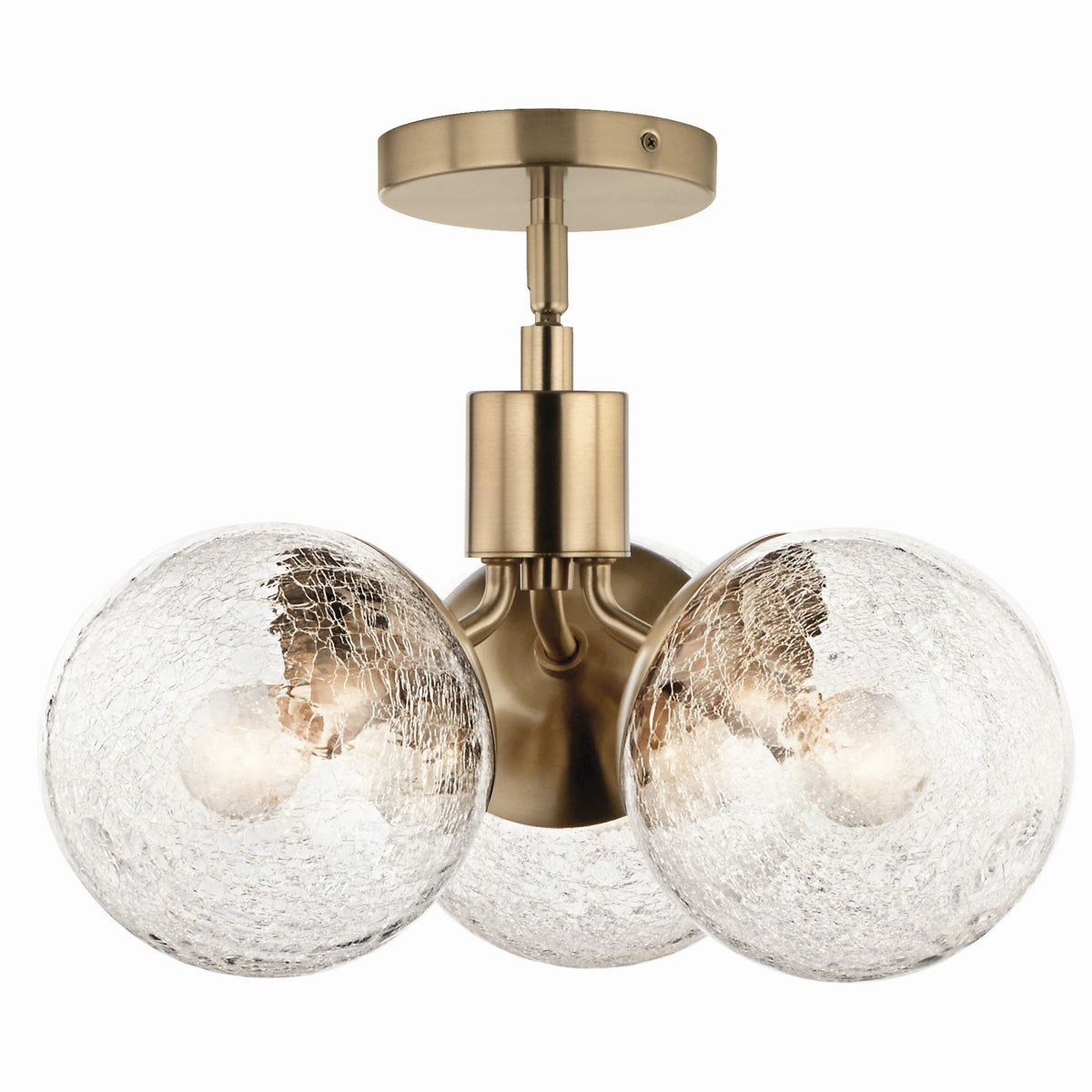 KICHLER 52700CPZ Silvarious 16.5 Inch 3 Light Convertible Pendant With Clear Crackled Glass In Champagne Bronze