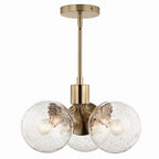 KICHLER 52700CPZ Silvarious 16.5 Inch 3 Light Convertible Pendant With Clear Crackled Glass In Champagne Bronze