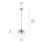 KICHLER 52700CPZ Silvarious 16.5 Inch 3 Light Convertible Pendant With Clear Crackled Glass In Champagne Bronze