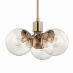KICHLER 52700CPZCLR Silvarious 16.5 Inch 3 Light Convertible Pendant With Clear Glass In Champagne Bronze