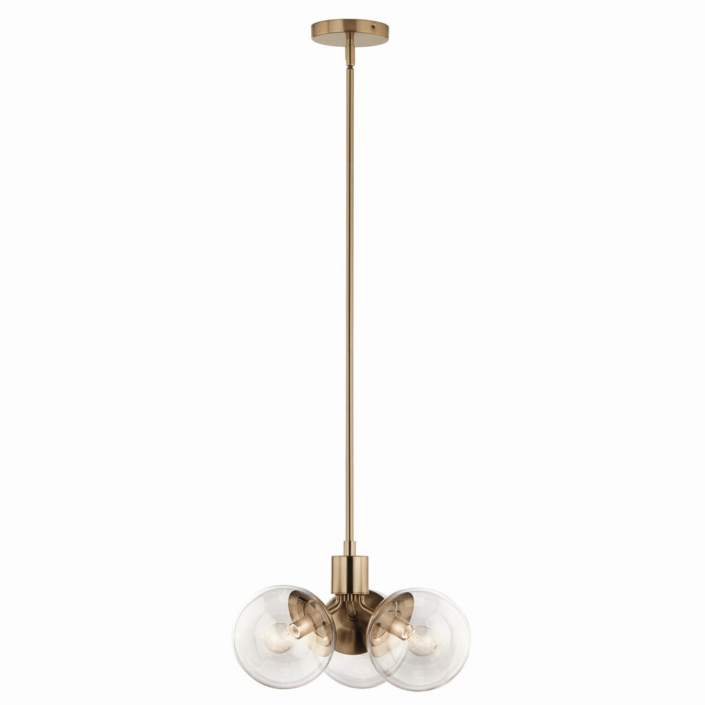 KICHLER 52700CPZCLR Silvarious 16.5 Inch 3 Light Convertible Pendant With Clear Glass In Champagne Bronze