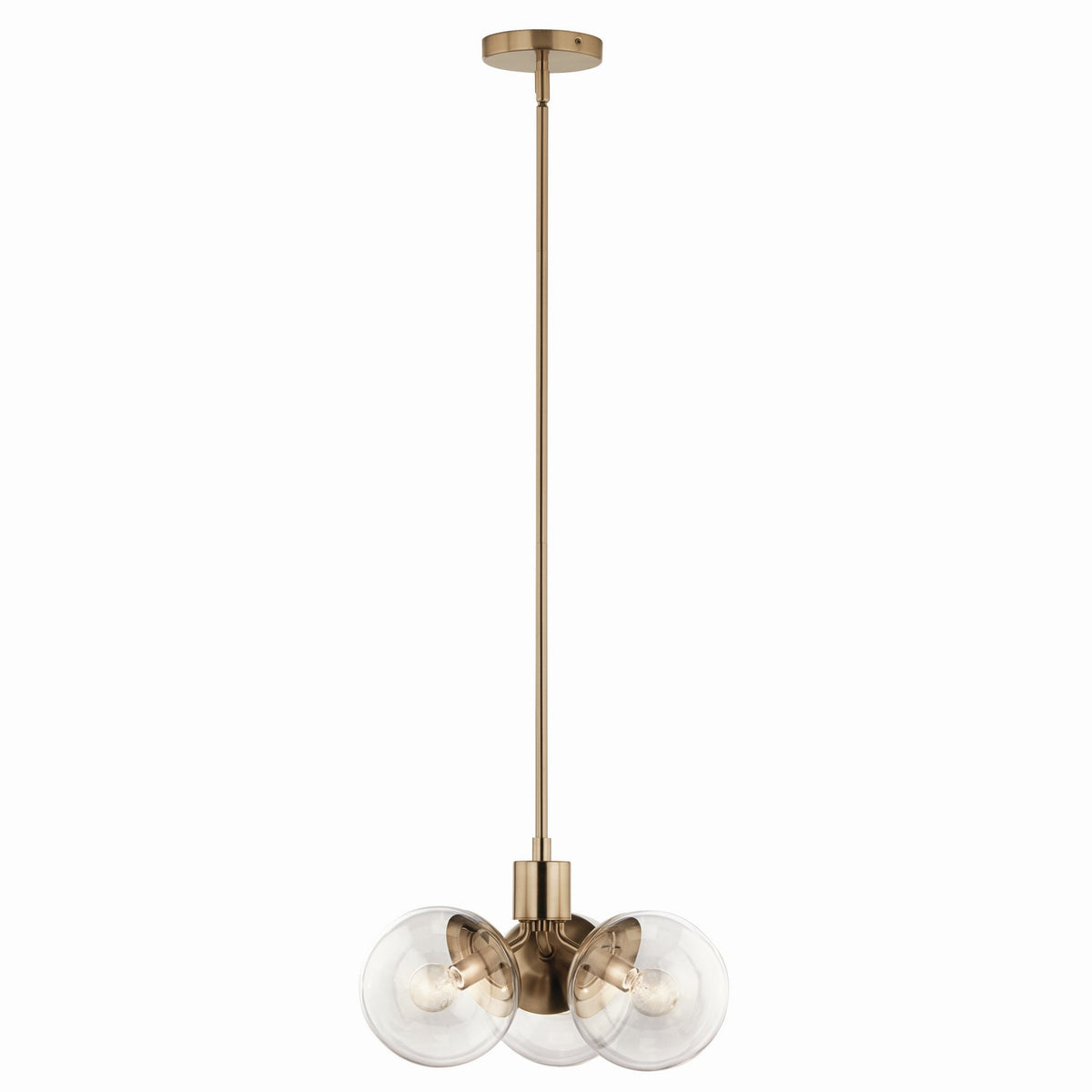 KICHLER 52700CPZCLR Silvarious 16.5 Inch 3 Light Convertible Pendant With Clear Glass In Champagne Bronze