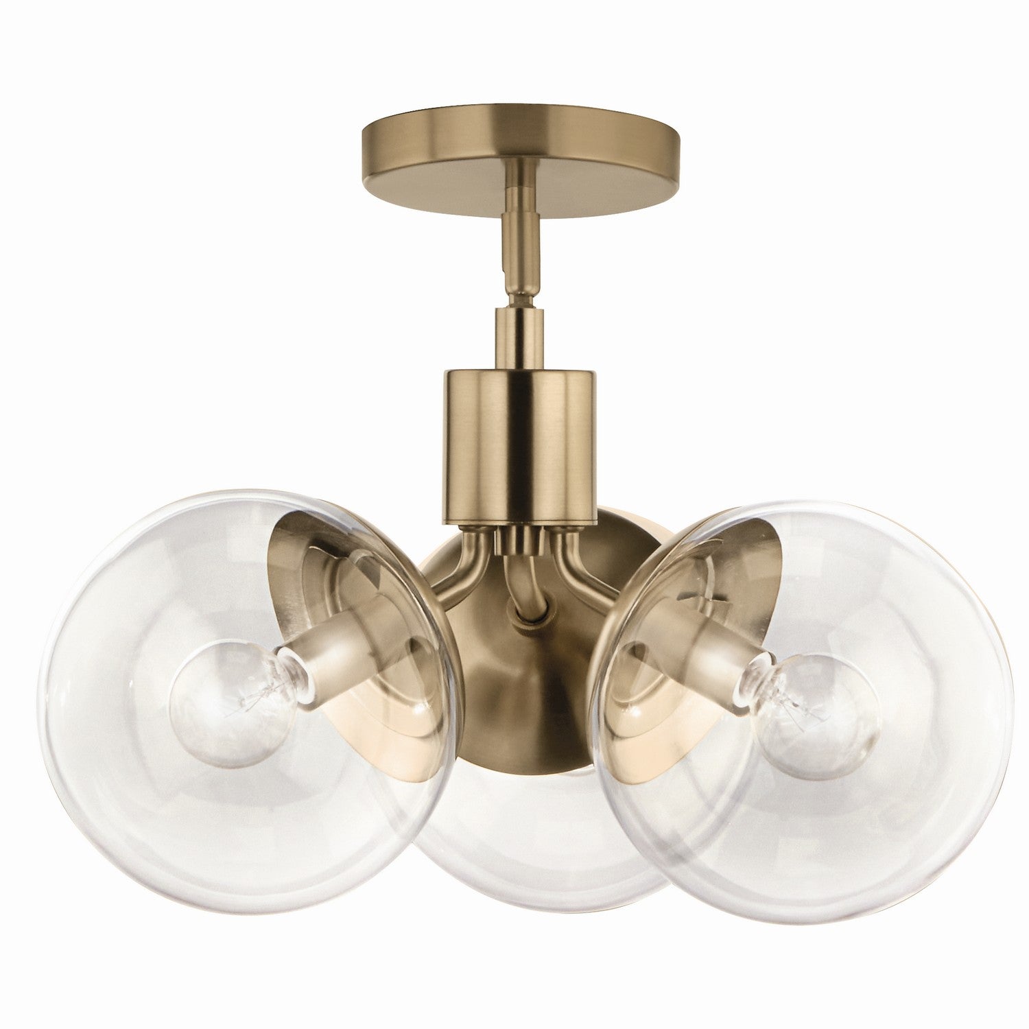 KICHLER 52700CPZCLR Silvarious 16.5 Inch 3 Light Convertible Pendant With Clear Glass In Champagne Bronze