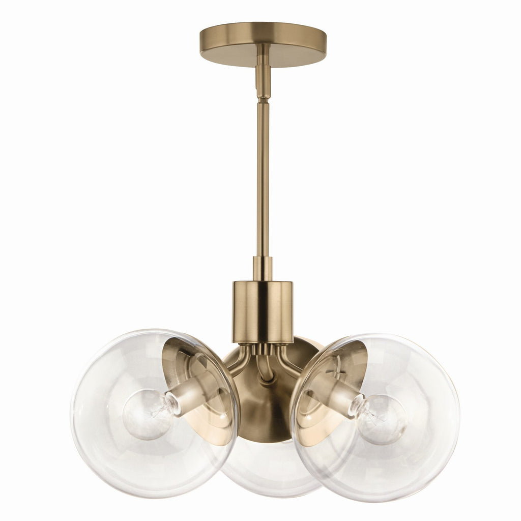 KICHLER 52700CPZCLR Silvarious 16.5 Inch 3 Light Convertible Pendant With Clear Glass In Champagne Bronze
