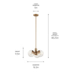 KICHLER 52700CPZCLR Silvarious 16.5 Inch 3 Light Convertible Pendant With Clear Glass In Champagne Bronze