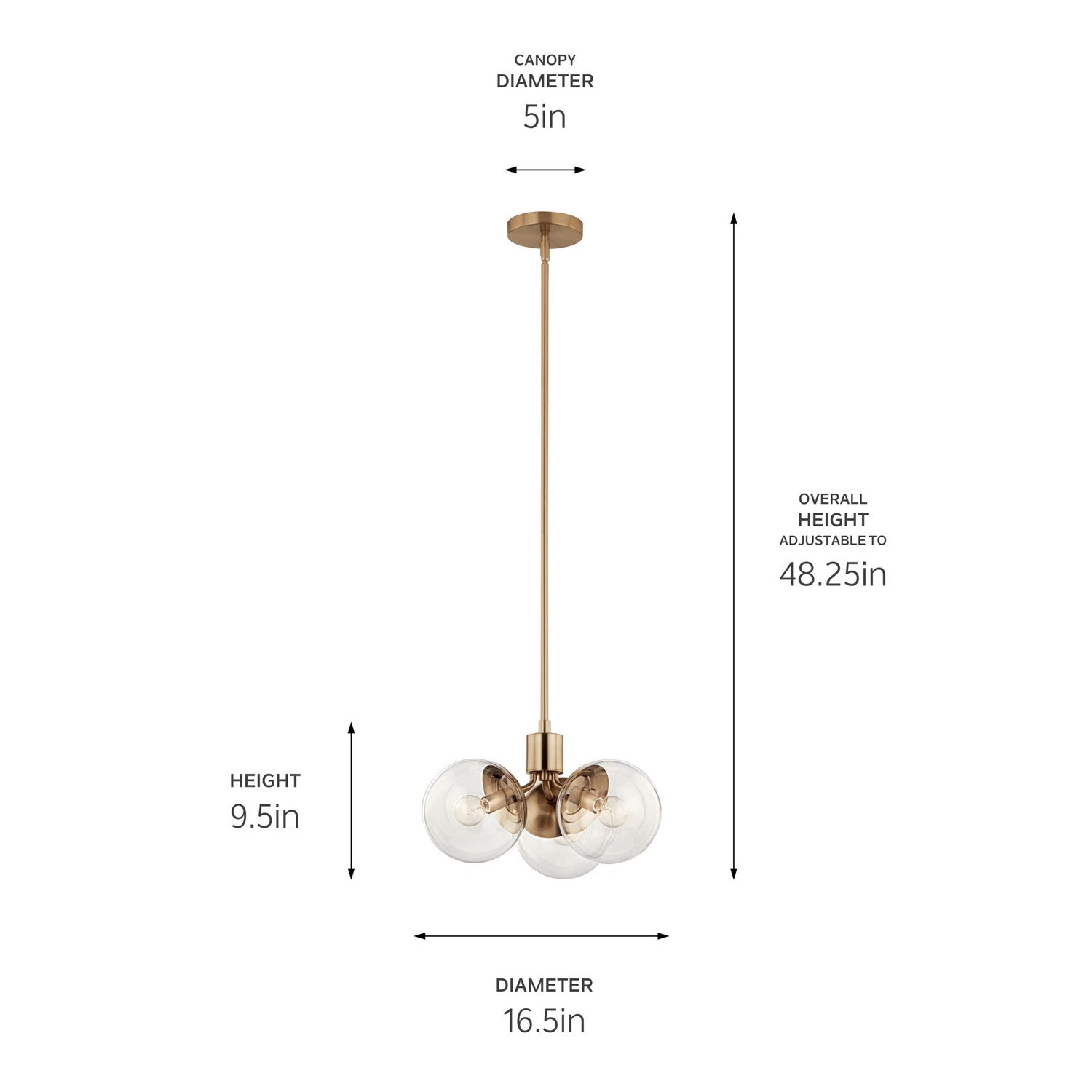 KICHLER 52700CPZCLR Silvarious 16.5 Inch 3 Light Convertible Pendant With Clear Glass In Champagne Bronze
