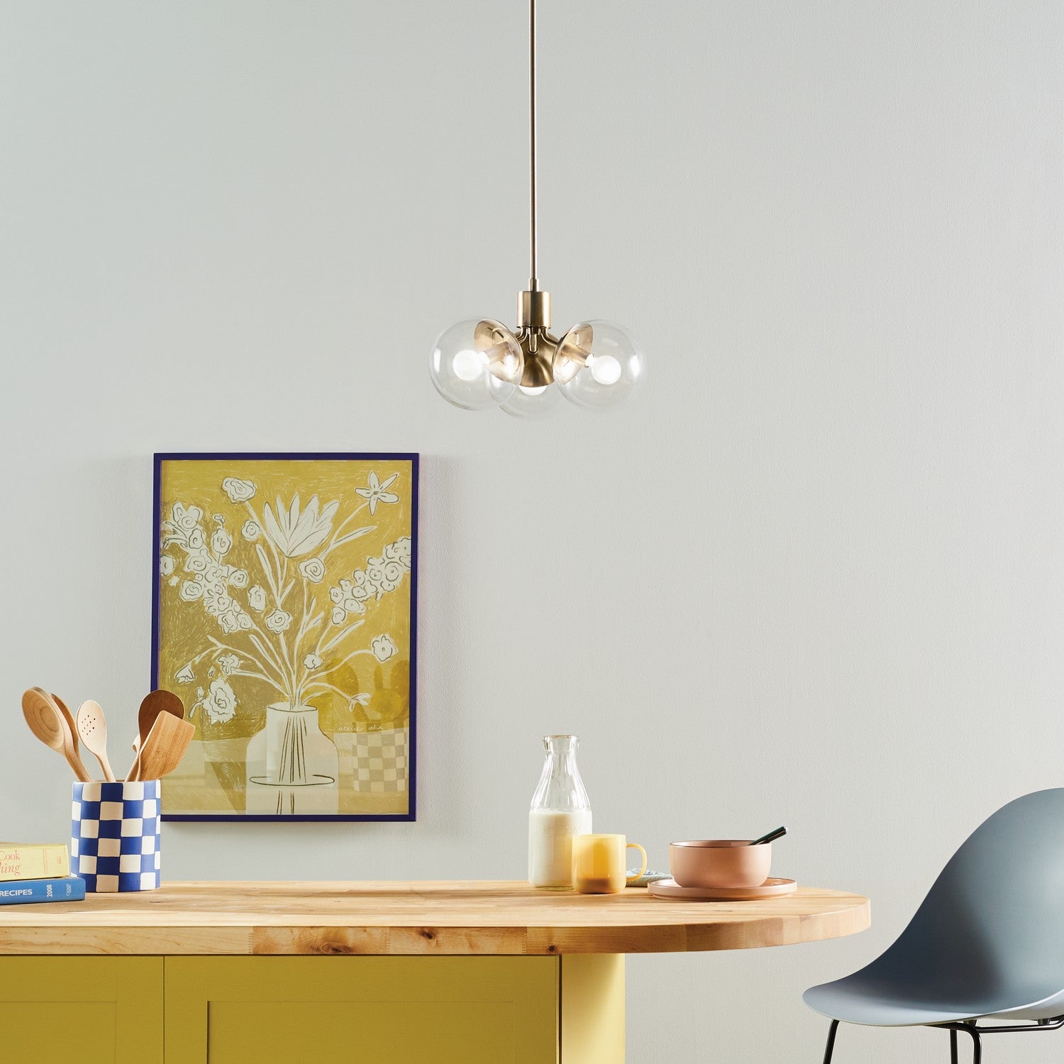 KICHLER 52700CPZCLR Silvarious 16.5 Inch 3 Light Convertible Pendant With Clear Glass In Champagne Bronze