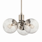 KICHLER 52700PN Silvarious 16.5 Inch 3 Light Convertible Pendant With Clear Crackled Glass In Polished Nickel