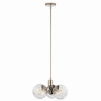 KICHLER 52700PN Silvarious 16.5 Inch 3 Light Convertible Pendant With Clear Crackled Glass In Polished Nickel