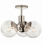 KICHLER 52700PN Silvarious 16.5 Inch 3 Light Convertible Pendant With Clear Crackled Glass In Polished Nickel