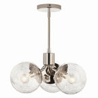 KICHLER 52700PN Silvarious 16.5 Inch 3 Light Convertible Pendant With Clear Crackled Glass In Polished Nickel