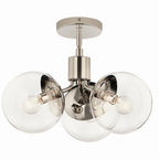 KICHLER 52700PNCLR Silvarious 16.5 Inch 3 Light Convertible Pendant With Clear Glass In Polished Nickel