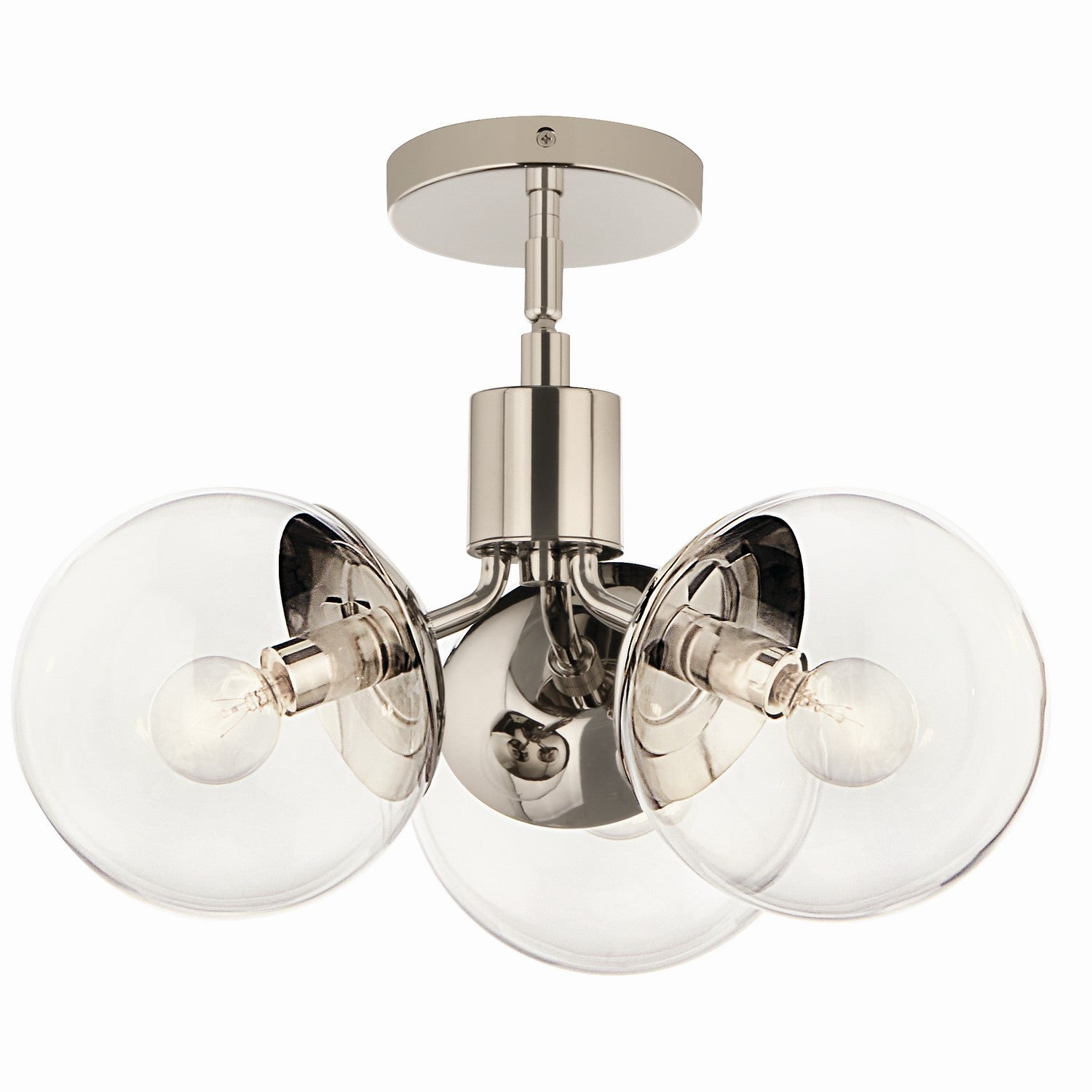 KICHLER 52700PNCLR Silvarious 16.5 Inch 3 Light Convertible Pendant With Clear Glass In Polished Nickel