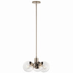 KICHLER 52700PNCLR Silvarious 16.5 Inch 3 Light Convertible Pendant With Clear Glass In Polished Nickel