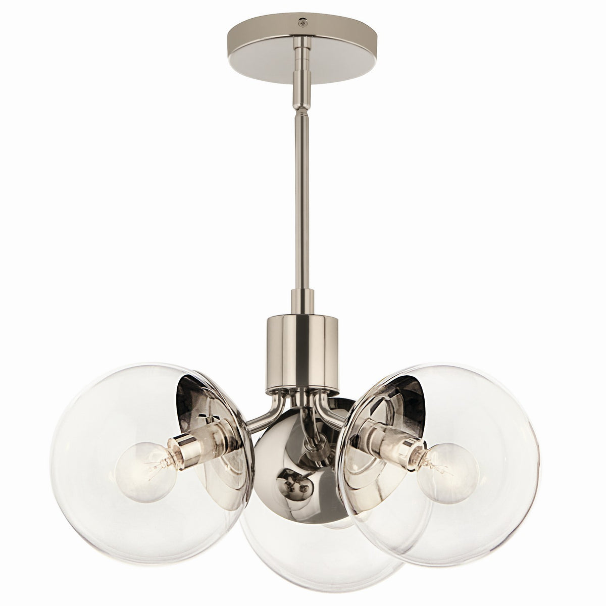 KICHLER 52700PNCLR Silvarious 16.5 Inch 3 Light Convertible Pendant With Clear Glass In Polished Nickel