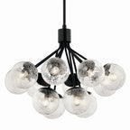 KICHLER 52701BK Silvarious 30 Inch 12 Light Convertible Chandelier With Clear Crackled Glass In Black