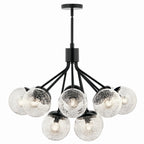KICHLER 52701BK Silvarious 30 Inch 12 Light Convertible Chandelier With Clear Crackled Glass In Black