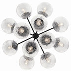 KICHLER 52701BK Silvarious 30 Inch 12 Light Convertible Chandelier With Clear Crackled Glass In Black