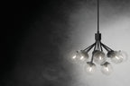KICHLER 52701BK Silvarious 30 Inch 12 Light Convertible Chandelier With Clear Crackled Glass In Black