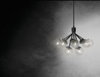 KICHLER 52701BK Silvarious 30 Inch 12 Light Convertible Chandelier With Clear Crackled Glass In Black