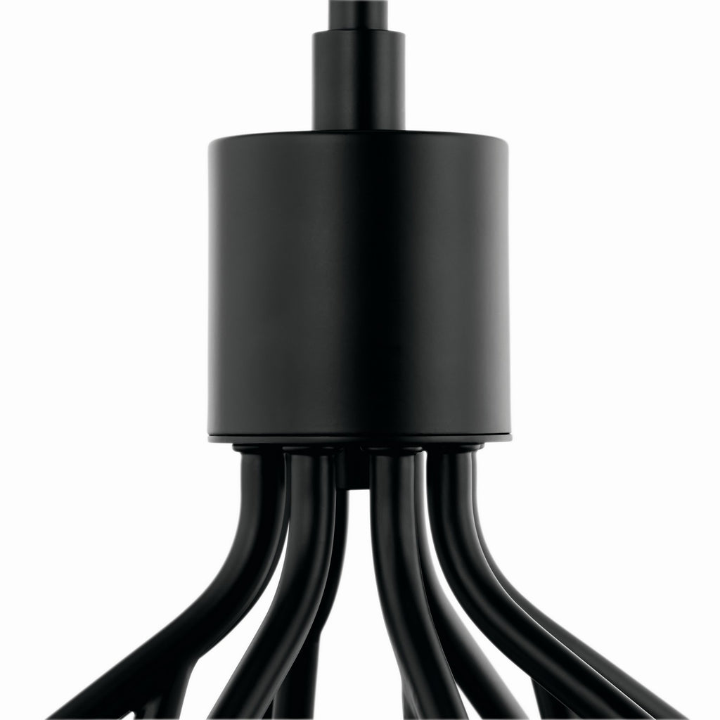 KICHLER 52701BK Silvarious 30 Inch 12 Light Convertible Chandelier With Clear Crackled Glass In Black