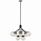 KICHLER 52701BK Silvarious 30 Inch 12 Light Convertible Chandelier With Clear Crackled Glass In Black