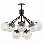 KICHLER 52701BK Silvarious 30 Inch 12 Light Convertible Chandelier With Clear Crackled Glass In Black