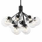 KICHLER 52701BKCLR Silvarious 30 Inch 12 Light Convertible Chandelier With Clear Glass In Black