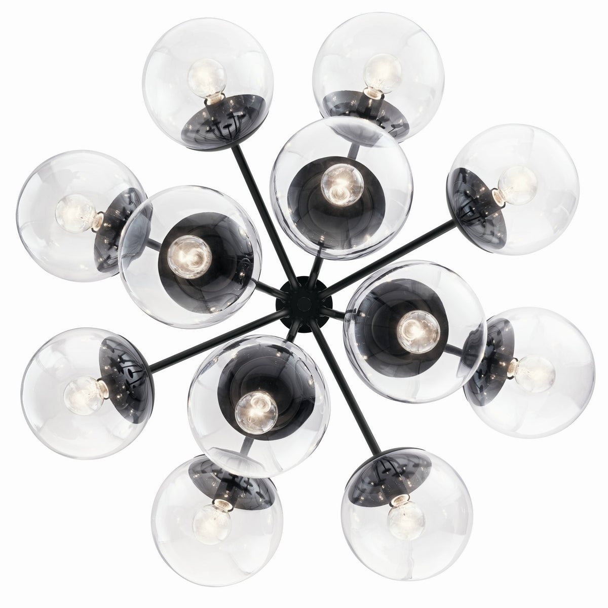 KICHLER 52701BKCLR Silvarious 30 Inch 12 Light Convertible Chandelier With Clear Glass In Black