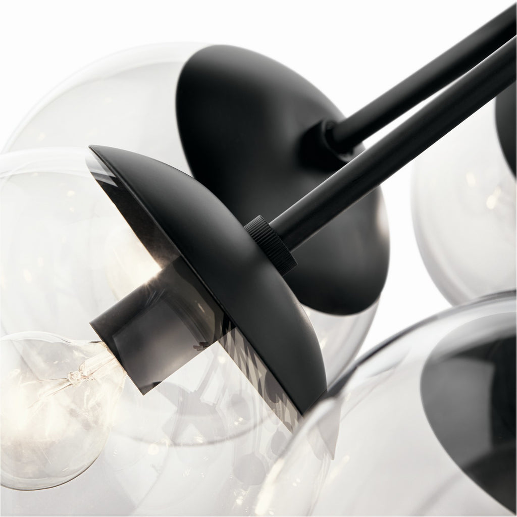 KICHLER 52701BKCLR Silvarious 30 Inch 12 Light Convertible Chandelier With Clear Glass In Black