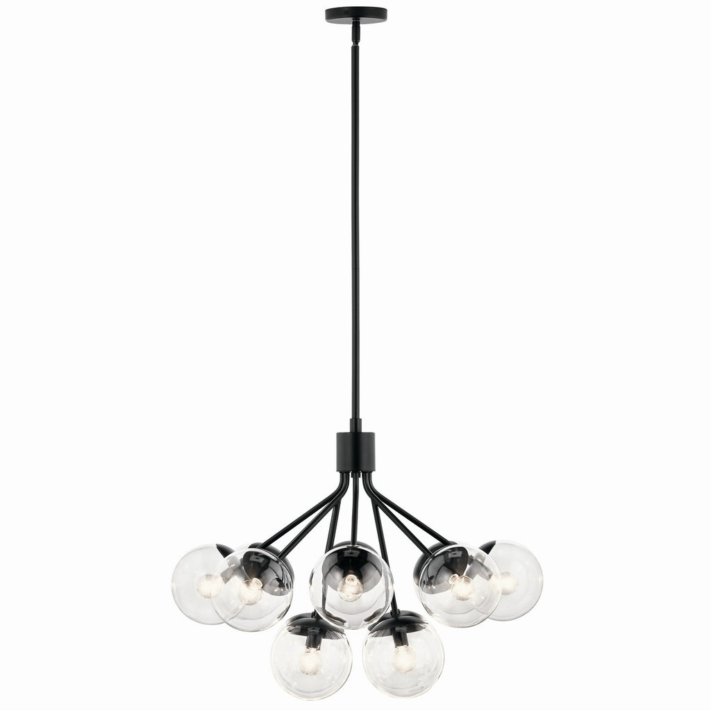 KICHLER 52701BKCLR Silvarious 30 Inch 12 Light Convertible Chandelier With Clear Glass In Black