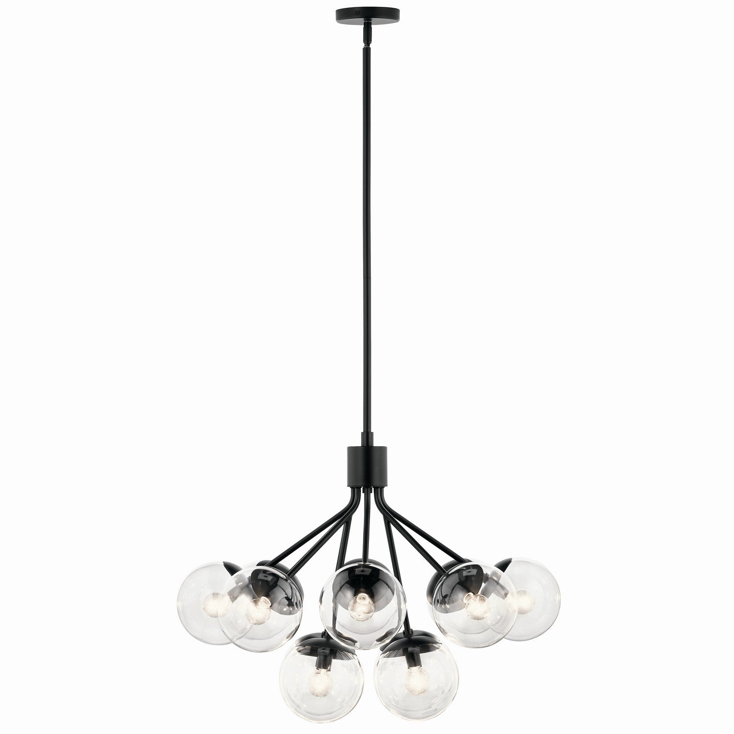 KICHLER 52701BKCLR Silvarious 30 Inch 12 Light Convertible Chandelier With Clear Glass In Black