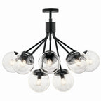 KICHLER 52701BKCLR Silvarious 30 Inch 12 Light Convertible Chandelier With Clear Glass In Black