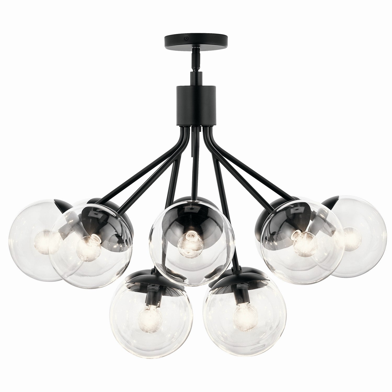 KICHLER 52701BKCLR Silvarious 30 Inch 12 Light Convertible Chandelier With Clear Glass In Black