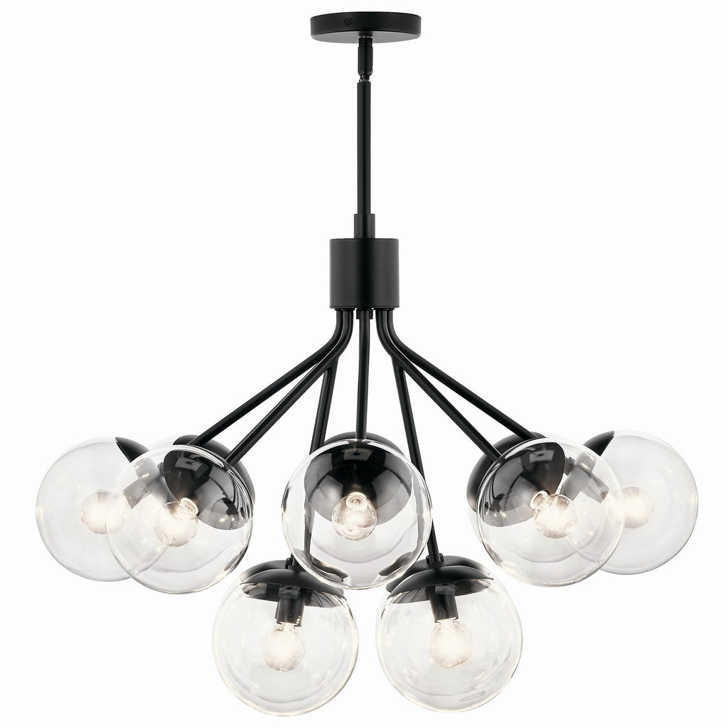 KICHLER 52701BKCLR Silvarious 30 Inch 12 Light Convertible Chandelier With Clear Glass In Black