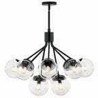 KICHLER 52701BKCLR Silvarious 30 Inch 12 Light Convertible Chandelier With Clear Glass In Black
