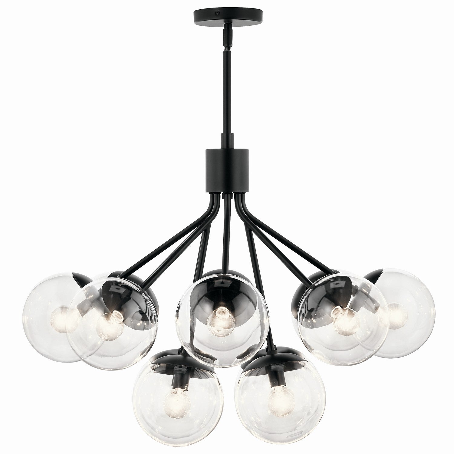 KICHLER 52701BKCLR Silvarious 30 Inch 12 Light Convertible Chandelier With Clear Glass In Black