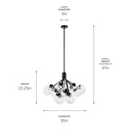 KICHLER 52701BKCLR Silvarious 30 Inch 12 Light Convertible Chandelier With Clear Glass In Black