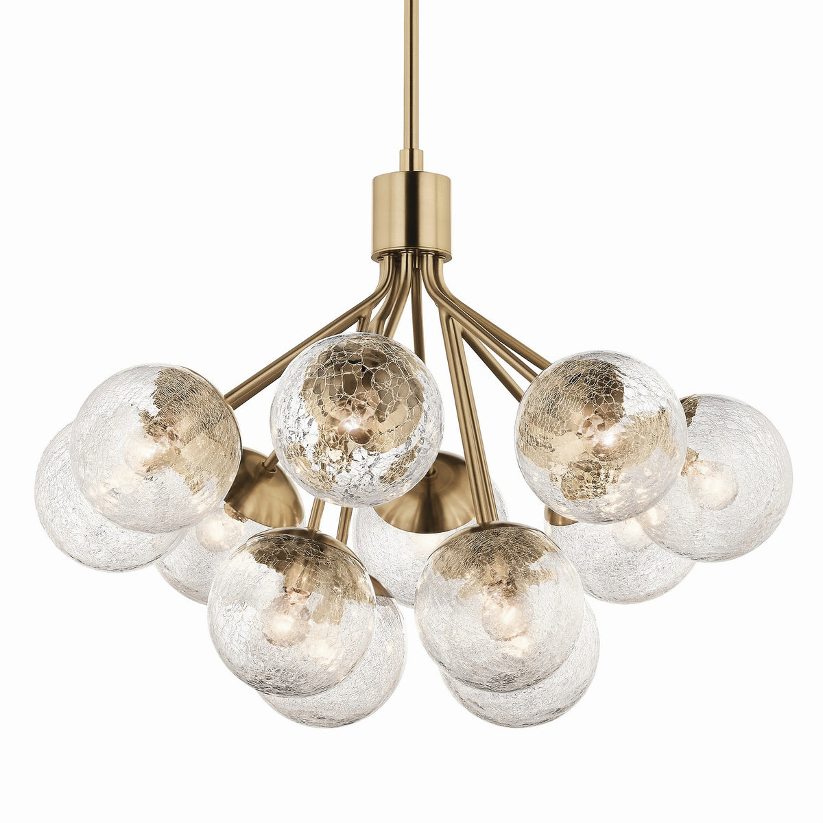 KICHLER 52701CPZ Silvarious 30 Inch 12 Light Convertible Chandelier With Clear Crackled Glass In Champagne Bronze