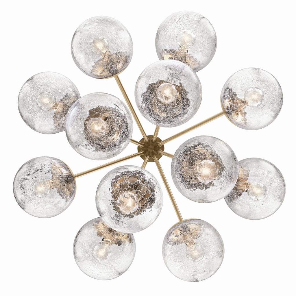 KICHLER 52701CPZ Silvarious 30 Inch 12 Light Convertible Chandelier With Clear Crackled Glass In Champagne Bronze