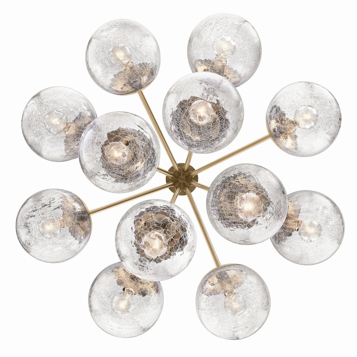 KICHLER 52701CPZ Silvarious 30 Inch 12 Light Convertible Chandelier With Clear Crackled Glass In Champagne Bronze