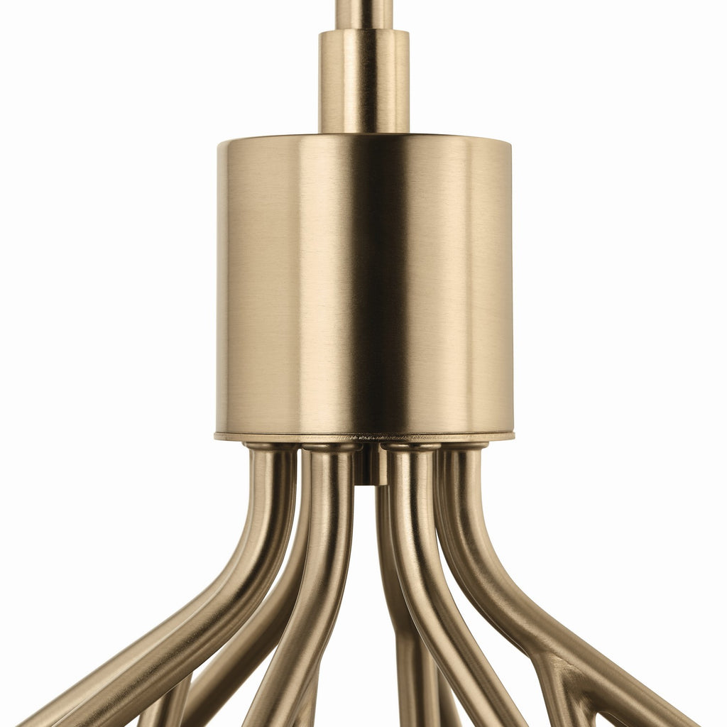 KICHLER 52701CPZ Silvarious 30 Inch 12 Light Convertible Chandelier With Clear Crackled Glass In Champagne Bronze