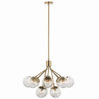 KICHLER 52701CPZ Silvarious 30 Inch 12 Light Convertible Chandelier With Clear Crackled Glass In Champagne Bronze
