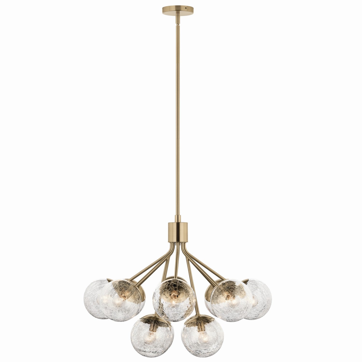 KICHLER 52701CPZ Silvarious 30 Inch 12 Light Convertible Chandelier With Clear Crackled Glass In Champagne Bronze