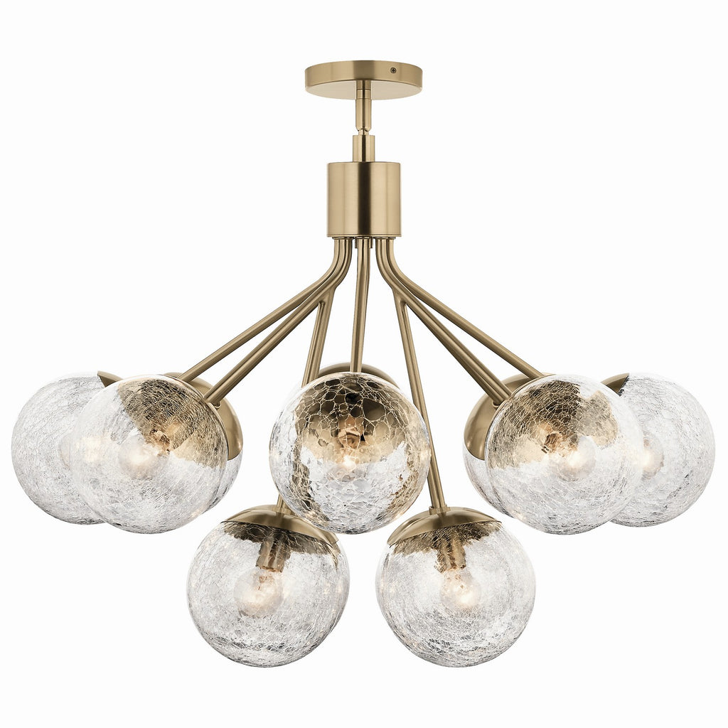 KICHLER 52701CPZ Silvarious 30 Inch 12 Light Convertible Chandelier With Clear Crackled Glass In Champagne Bronze