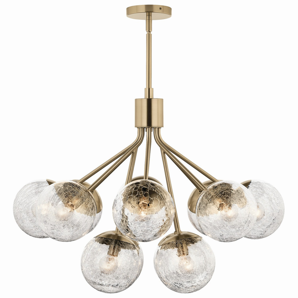 KICHLER 52701CPZ Silvarious 30 Inch 12 Light Convertible Chandelier With Clear Crackled Glass In Champagne Bronze