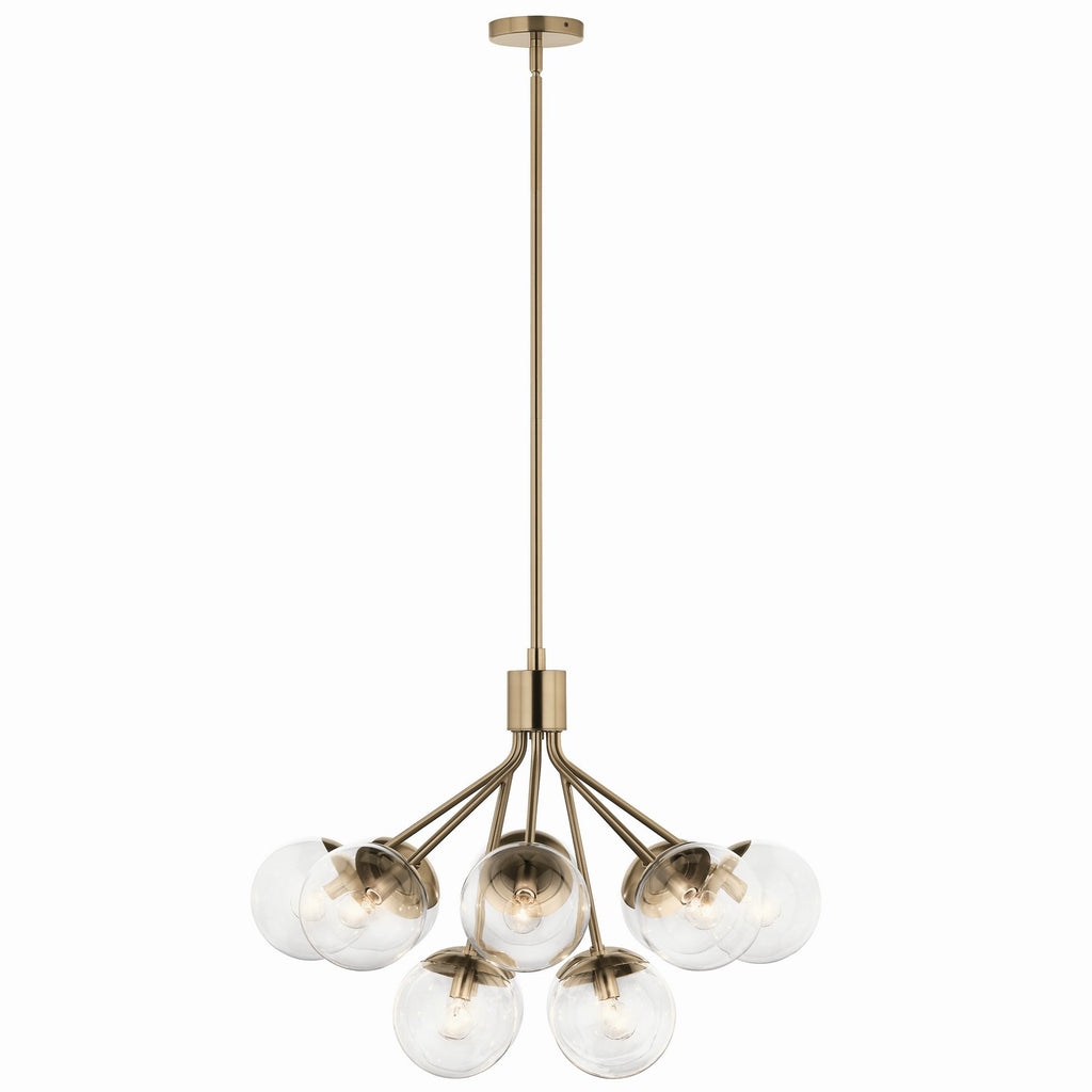 KICHLER 52701CPZCLR Silvarious 30 Inch 12 Light Convertible Chandelier With Clear Glass In Champagne Bronze